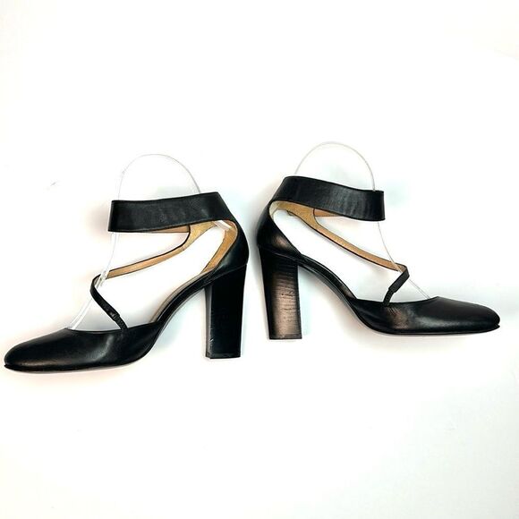 Emporio Armani Black Leather Pumps High Heels Mary Jane size 37,5 US 7,5 Italy - Picture 4 of 16